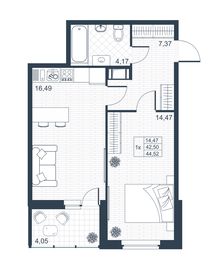 44,5 м², 1-комнатная квартира 6 945 120 ₽ - изображение 24