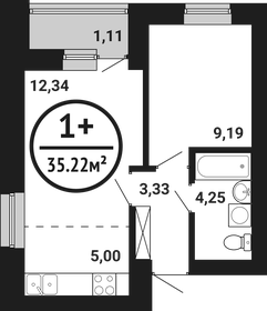 Квартира 35,2 м², 1-комнатная - изображение 1