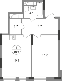 Квартира 46,6 м², 1-комнатная - изображение 1