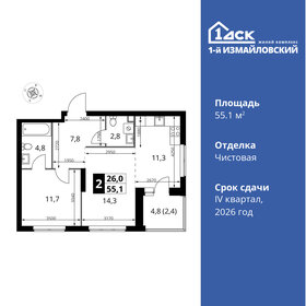 55,1 м², 2-комнатная квартира 18 816 430 ₽ - изображение 30