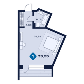 Квартира 33,7 м², 1-комнатные - изображение 2