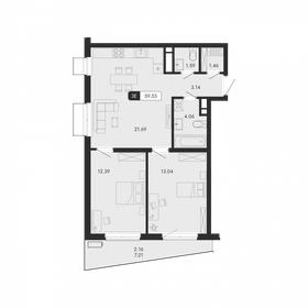 Квартира 59,5 м², 3-комнатная - изображение 1