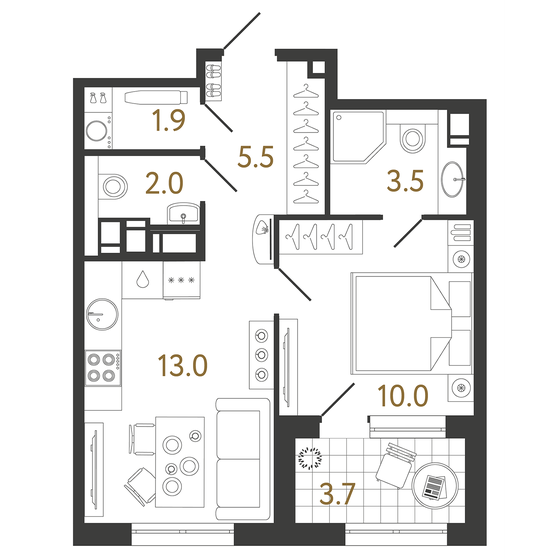 35,9 м², 1-комнатная квартира 12 703 872 ₽ - изображение 1