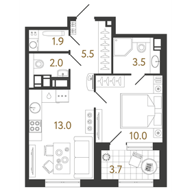 Квартира 35,9 м², 1-комнатная - изображение 1