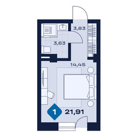 Квартира 21,9 м², 1-комнатные - изображение 1