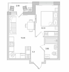 Квартира 34,7 м², 1-комнатная - изображение 1