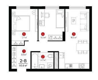 Квартира 50,6 м², 2-комнатная - изображение 1