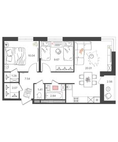 55,9 м², 3-комнатная квартира 5 701 800 ₽ - изображение 11
