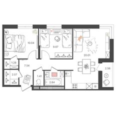 Квартира 56,1 м², 3-комнатная - изображение 2