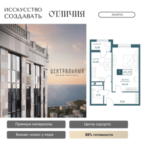 Квартира 43,3 м², 1-комнатная - изображение 1