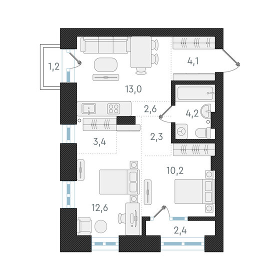 52,4 м², 3-комнатная квартира 10 200 000 ₽ - изображение 1