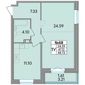 Квартира 48,7 м², 1-комнатная - изображение 1