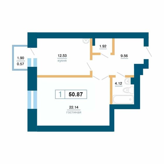 43,2 м², 1-комнатная квартира 7 992 000 ₽ - изображение 20