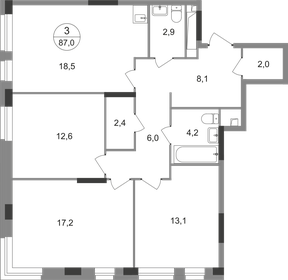 Квартира 87 м², 3-комнатная - изображение 1