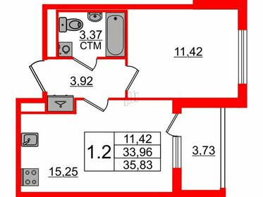 Квартира 34 м², 1-комнатная - изображение 1