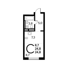 Квартира 24,8 м², студия - изображение 1