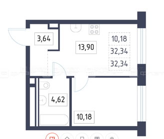 Квартира 32,3 м², 1-комнатная - изображение 1