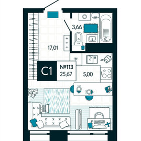Квартира 25,7 м², студия - изображение 1