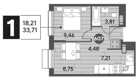 33,9 м², 1-комнатная квартира 5 874 944 ₽ - изображение 20