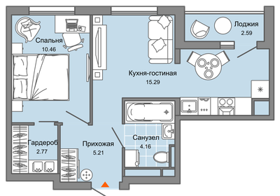 54 м², 2-комнатная квартира 4 150 000 ₽ - изображение 75