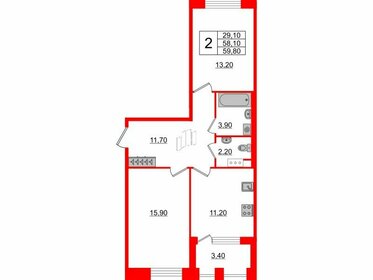 70 м², 2-комнатная квартира 14 990 000 ₽ - изображение 94