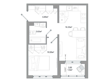 38,5 м², 1-комнатная квартира 6 600 000 ₽ - изображение 96