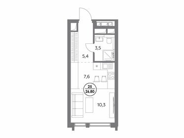 Квартира 26,8 м², студия - изображение 1