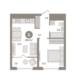 40,1 м², 1-комнатная квартира 8 020 000 ₽ - изображение 6