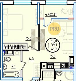 Квартира 41,3 м², 1-комнатная - изображение 1