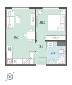 39 м², 1-комнатная квартира 3 950 000 ₽ - изображение 46