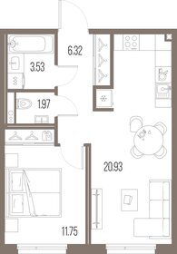 Квартира 44,5 м², 1-комнатная - изображение 1