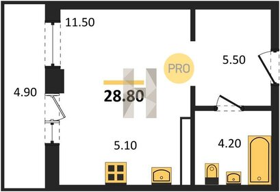 Квартира 28,8 м², студия - изображение 1