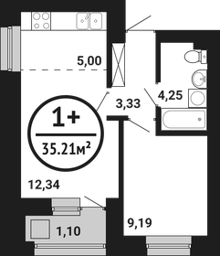 Квартира 35,2 м², 1-комнатная - изображение 1