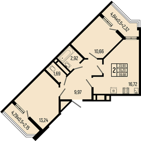 Квартира 59,7 м², 2-комнатная - изображение 1