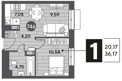 36,2 м², 1-комнатная квартира 6 152 517 ₽ - изображение 21