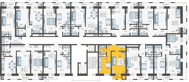 41,6 м², 1-комнатная квартира 7 217 600 ₽ - изображение 43