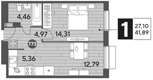 41,9 м², 1-комнатная квартира 6 614 431 ₽ - изображение 12