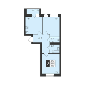 Квартира 65,5 м², 2-комнатная - изображение 1