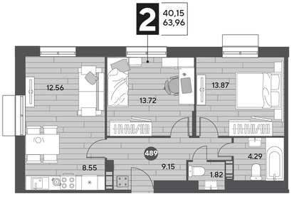 60,5 м², 2-комнатная квартира 6 400 000 ₽ - изображение 32