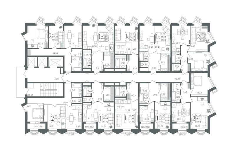 53,3 м², 1-комнатная квартира 7 350 000 ₽ - изображение 95