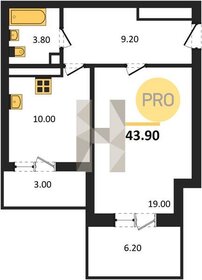 Квартира 43,9 м², 1-комнатная - изображение 1