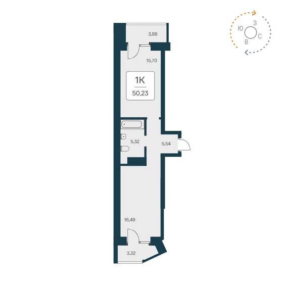 50,2 м², 1-комнатная квартира 9 500 000 ₽ - изображение 1