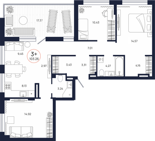104,5 м², 3-комнатная квартира 11 370 000 ₽ - изображение 40