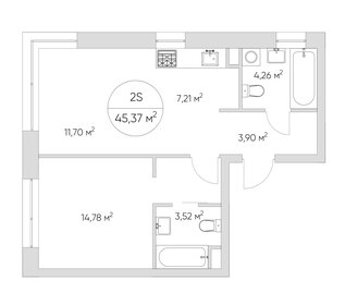 Квартира 45 м², 2-комнатные - изображение 1
