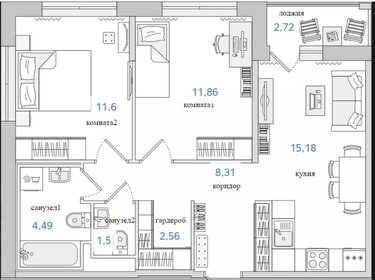 55,6 м², 2-комнатная квартира 11 100 000 ₽ - изображение 103