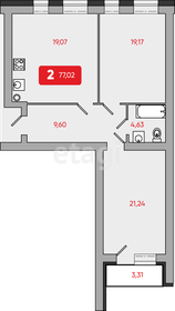 Квартира 77 м², 2-комнатная - изображение 1