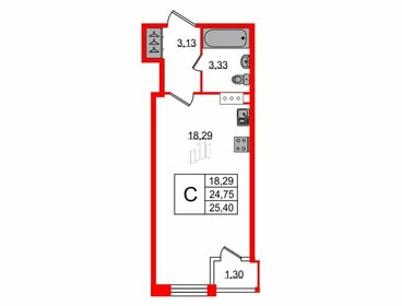 Квартира 25,4 м², студия - изображение 1