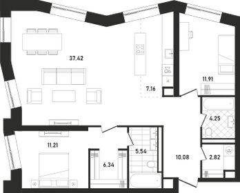 110,6 м², 2-комнатная квартира 70 641 264 ₽ - изображение 29