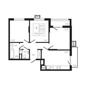 Квартира 71,1 м², 3-комнатная - изображение 1