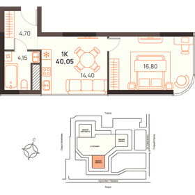 Квартира 40,1 м², 1-комнатная - изображение 1